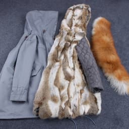 MAOMAOKONG Fashion Women's Real Rabbit Fur Lining Winter Jacket Coat Natural Fox Fur Collar Hooded Long Parkas Female Outwear