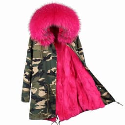 MAOMAOKONG Fashion Women's Real Rabbit Fur Lining Winter Jacket Coat Natural Fox Fur Collar Hooded Long Parkas Female Outwear