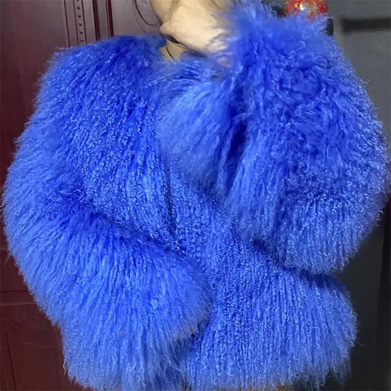 New Pattern Plus Size Dark Brown color Mongolia Sheep Fur Jacket Women Real Fur Jacket Female Winter Warm Outerwear