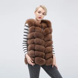 Natural Real Fox Fur Vest Jacket Waistcoat Short Sleeveless Winter Warm Natural Fur Vest Real Fur Jacket Fox Fur Coats
