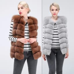 Natural Real Fox Fur Vest Jacket Waistcoat Short Sleeveless Winter Warm Natural Fur Vest Real Fur Jacket Fox Fur Coats