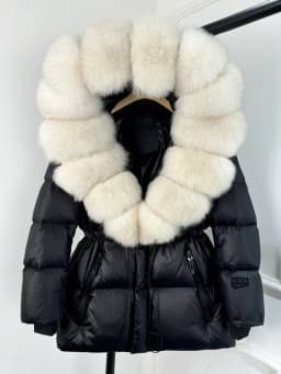 2025 New Winter Glossy Waterproof Puffer Coat Women Real Fox Fur Hooded Belted Thick Warm 90% White Goose Down Mid Long Jacket