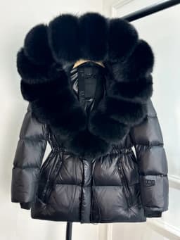 2025 New Winter Glossy Waterproof Puffer Coat Women Real Fox Fur Hooded Belted Thick Warm 90% White Goose Down Mid Long Jacket