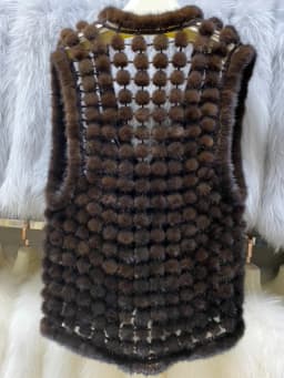 Ms.MinShu Autumn Waistcoat Natural Mink Fur Balls Gilet Sleeveless Hand Made Real Mink Fur Vest