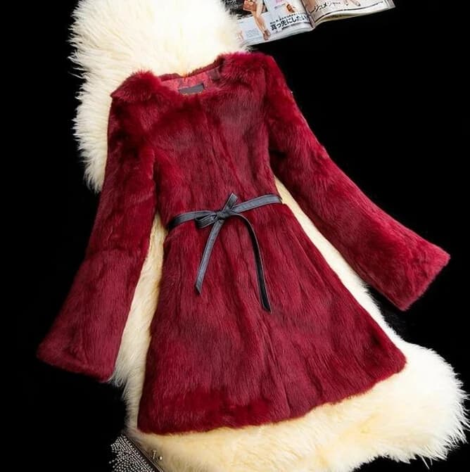 New Arrival Women High Fashion Full Pelt Real Rabbit Fur Coat 100% Pure Natural Fur Coat DFP647