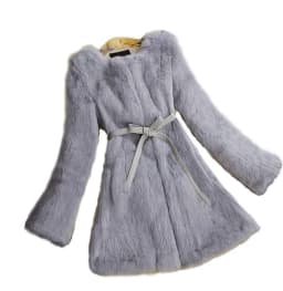 New Arrival Women High Fashion Full Pelt Real Rabbit Fur Coat 100% Pure Natural Fur Coat DFP647