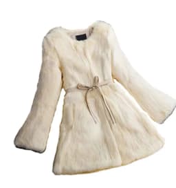 New Arrival Women High Fashion Full Pelt Real Rabbit Fur Coat 100% Pure Natural Fur Coat DFP647