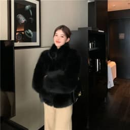 Black Fur Coat Women's Winter Thickened Artificial Fur Jacket Eco-friendly Mink Fur Overcoat Commute Style Loose Fit
