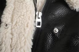 Cool ort Biker Sle Winter Jaet Fur Leather Inteated Street Sle Women's Thiened Straight Tube Design Coat