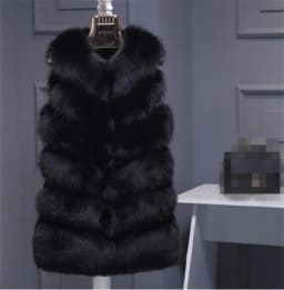 Women's Fur Vest Padded Jacket Short Length Warm Autumn Winter Outerwear Fashion Street Style No Hat Included Standard Fit