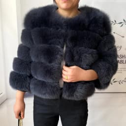 Real Fur Coat Women's Winter Warm Natural Fox Fur Coat High Quality LAN Fox Luxury Fashion 50cm Short Jacket Wholesale Hot 2023