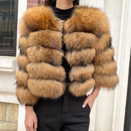 Real Fur Coat Women's Winter Warm Natural Fox Fur Coat High Quality LAN Fox Luxury Fashion 50cm Short Jacket Wholesale Hot 2023