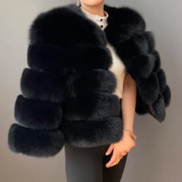 Real Fur Coat Women's Winter Warm Natural Fox Fur Coat High Quality LAN Fox Luxury Fashion 50cm Short Jacket Wholesale Hot 2023