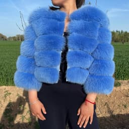 Real Fur Coat Women's Winter Warm Natural Fox Fur Coat High Quality LAN Fox Luxury Fashion 50cm Short Jacket Wholesale Hot 2023