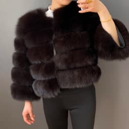 Real Fur Coat Women's Winter Warm Natural Fox Fur Coat High Quality LAN Fox Luxury Fashion 50cm Short Jacket Wholesale Hot 2023