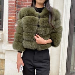Real Fur Coat Women's Winter Warm Natural Fox Fur Coat High Quality LAN Fox Luxury Fashion 50cm Short Jacket Wholesale Hot 2023
