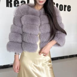 Real Fur Coat Women's Winter Warm Natural Fox Fur Coat High Quality LAN Fox Luxury Fashion 50cm Short Jacket Wholesale Hot 2023