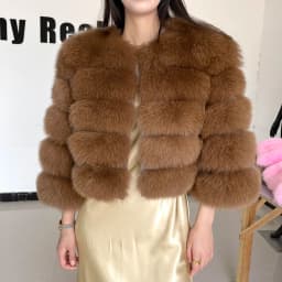 Real Fur Coat Women's Winter Warm Natural Fox Fur Coat High Quality LAN Fox Luxury Fashion 50cm Short Jacket Wholesale Hot 2023