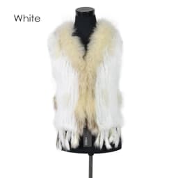 VR001-17 Womens Natural Real Rabbit Fur Vest With Raccoon Fur Collar Waistcoat/jackets Rex Rabbit Knitted
