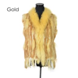 VR001-17 Womens Natural Real Rabbit Fur Vest With Raccoon Fur Collar Waistcoat/jackets Rex Rabbit Knitted