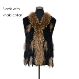 VR001-17 Womens Natural Real Rabbit Fur Vest With Raccoon Fur Collar Waistcoat/jackets Rex Rabbit Knitted