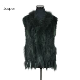 VR001-17 Womens Natural Real Rabbit Fur Vest With Raccoon Fur Collar Waistcoat/jackets Rex Rabbit Knitted
