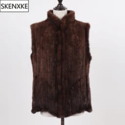 New Women Natural Warm Mink Fur Vest Autumn Winter 100% Genuine Real Mink Fur Sleeveless Jacket Lady Luxury Real Mink Fur Gilet