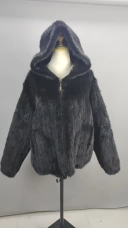 2026 New Women Mink Fur Coat Long-Sleeve Hooded Casual Jacket Fashion All-match Zipper Knitted Outerwear Jacket Custom Plus Size