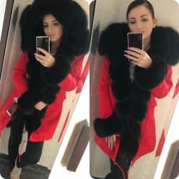 MAOMAOKONG 2026 Winter Women Coat Natural Fox Fur Collar Cuff Black Jackets Outwear Thick Luxury Real Fur Parka Women's Fur Coat