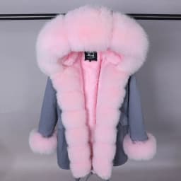 MAOMAOKONG 2026 Winter Women Coat Natural Fox Fur Collar Cuff Black Jackets Outwear Thick Luxury Real Fur Parka Women's Fur Coat