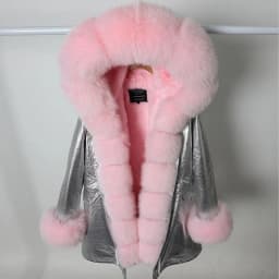 MAOMAOKONG 2026 Winter Women Coat Natural Fox Fur Collar Cuff Black Jackets Outwear Thick Luxury Real Fur Parka Women's Fur Coat