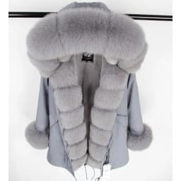 MAOMAOKONG 2026 Winter Women Coat Natural Fox Fur Collar Cuff Black Jackets Outwear Thick Luxury Real Fur Parka Women's Fur Coat