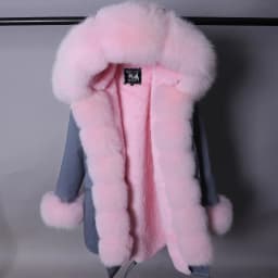 MAOMAOKONG 2026 Winter Women Coat Natural Fox Fur Collar Cuff Black Jackets Outwear Thick Luxury Real Fur Parka Women's Fur Coat