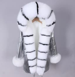 MAOMAOKONG 2026 Winter Women Coat Natural Fox Fur Collar Cuff Black Jackets Outwear Thick Luxury Real Fur Parka Women's Fur Coat