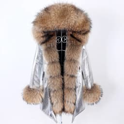 MAOMAOKONG 2026 Winter Women Coat Natural Fox Fur Collar Cuff Black Jackets Outwear Thick Luxury Real Fur Parka Women's Fur Coat
