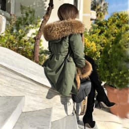 MAOMAOKONG 2026 Winter Women Coat Natural Fox Fur Collar Cuff Black Jackets Outwear Thick Luxury Real Fur Parka Women's Fur Coat