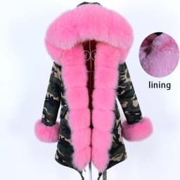 MAOMAOKONG 2026 Winter Women Coat Natural Fox Fur Collar Cuff Black Jackets Outwear Thick Luxury Real Fur Parka Women's Fur Coat