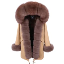 MAOMAOKONG 2026 Winter Women Coat Natural Fox Fur Collar Cuff Black Jackets Outwear Thick Luxury Real Fur Parka Women's Fur Coat