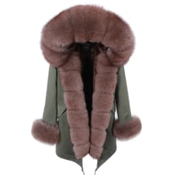 MAOMAOKONG 2026 Winter Women Coat Natural Fox Fur Collar Cuff Black Jackets Outwear Thick Luxury Real Fur Parka Women's Fur Coat