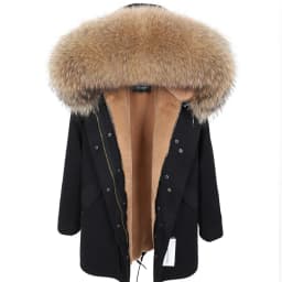MAOMAOKONG 2026 Winter Women Coat Natural Fox Fur Collar Cuff Black Jackets Outwear Thick Luxury Real Fur Parka Women's Fur Coat