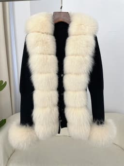 OFTBUY 2024 New Autumn Winter Jacket Women Natural Real Raccoon Fox Fur Collar Cuffs 100% Cotton Sweater Streetwear Outerwear