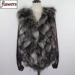 Natural Warm Silver Fox Fur Gilets Girls Short Style Fashion Fox Fur Sleeveless Jacket Autumn and Winter Women Real Fox Fur Vest
