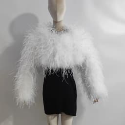 New Style Women's Coat 38 Cm 100% Natural Ostrich Hair Women's Sexy Real Ostrich Feather Ostrich Feather Jacket Long Sleeve