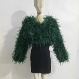 New Style Women's Coat 38 Cm 100% Natural Ostrich Hair Women's Sexy Real Ostrich Feather Ostrich Feather Jacket Long Sleeve
