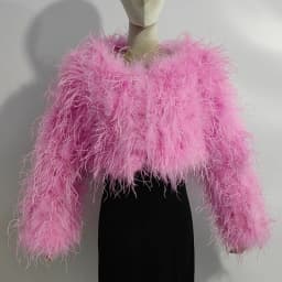 New Style Women's Coat 38 Cm 100% Natural Ostrich Hair Women's Sexy Real Ostrich Feather Ostrich Feather Jacket Long Sleeve