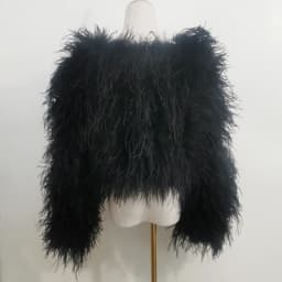 New Style Women's Coat 38 Cm 100% Natural Ostrich Hair Women's Sexy Real Ostrich Feather Ostrich Feather Jacket Long Sleeve