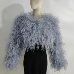 New Style Women's Coat 38 Cm 100% Natural Ostrich Hair Women's Sexy Real Ostrich Feather Ostrich Feather Jacket Long Sleeve
