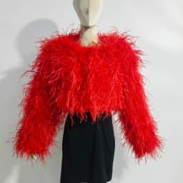 New Style Women's Coat 38 Cm 100% Natural Ostrich Hair Women's Sexy Real Ostrich Feather Ostrich Feather Jacket Long Sleeve