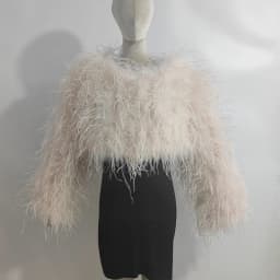New Style Women's Coat 38 Cm 100% Natural Ostrich Hair Women's Sexy Real Ostrich Feather Ostrich Feather Jacket Long Sleeve