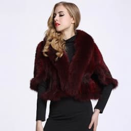 Luxury Ladies Autumn Winter Genuine Knitted Mink Fur Shawls Fox Fur Collar Women Fur Pashmina Wraps Bridal Cape Coat Jacket